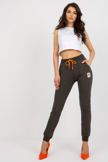 Khaki dámské tepláky s vázáním 2