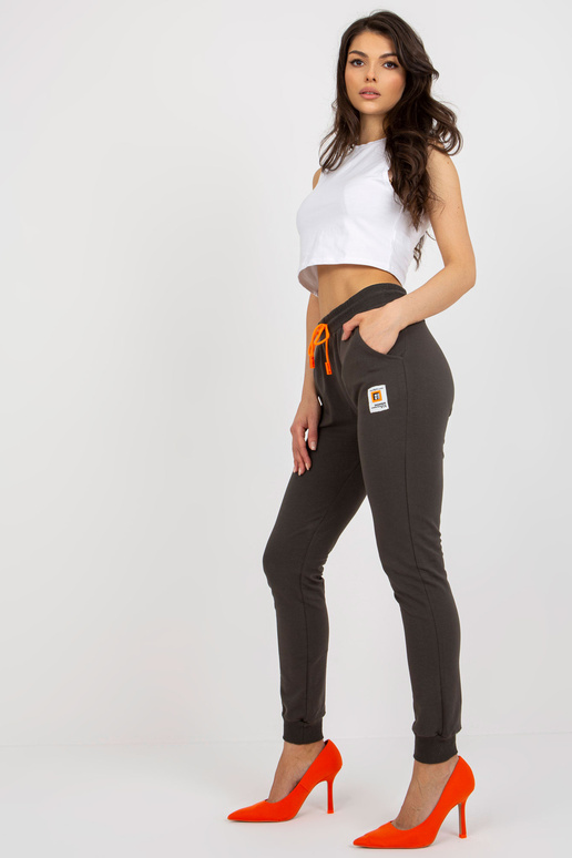 Khaki dámské tepláky s vázáním