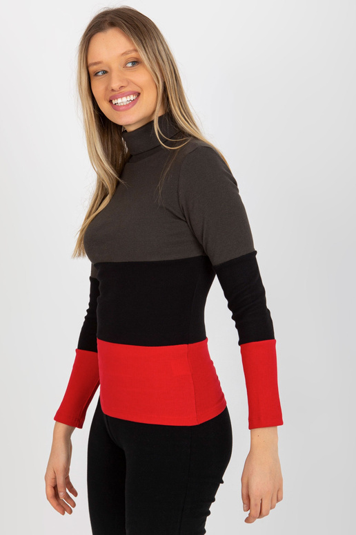 Khaki-červená vypasovaná basic...