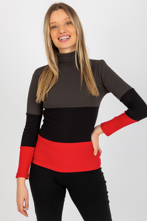 Khaki-červená vypasovaná basic...