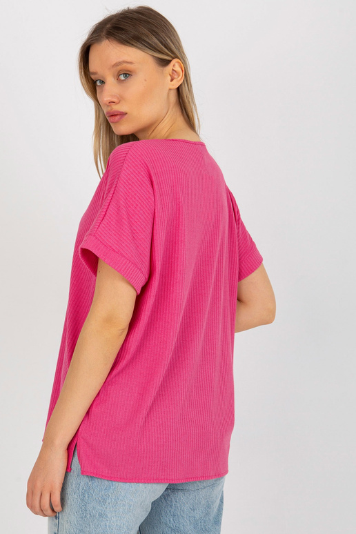 Tmavě růžová oversize blůza s krátkým...