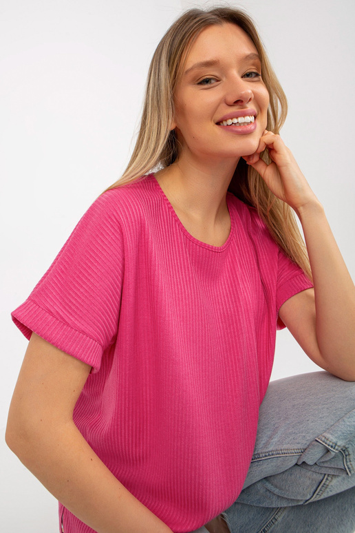 Tmavě růžová oversize blůza s krátkým...