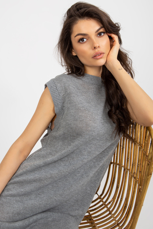 Šedé letní pletené šaty pro volný čas