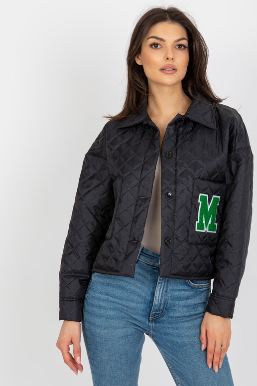 Černá přechodová prošívaná bunda s...