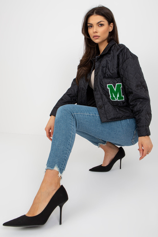 Černá přechodová prošívaná bunda s...