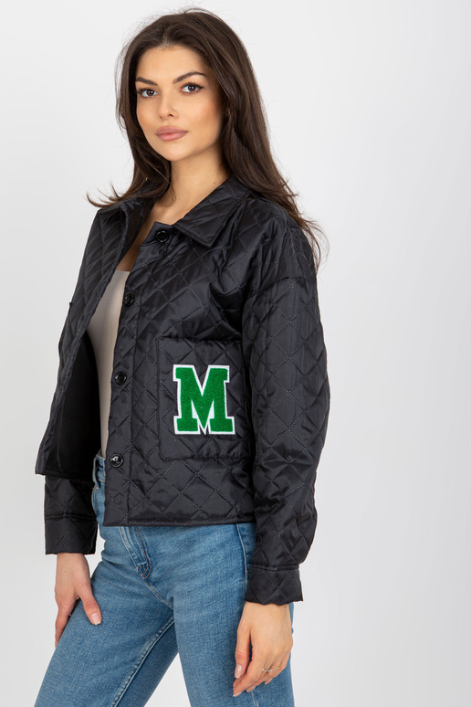 Černá přechodová prošívaná bunda s...