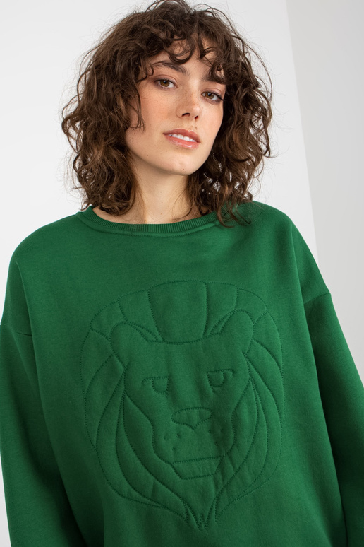 Tmavě zelená mikina bez kapuce s... Tmavě zelená mikina bez kapuce s...