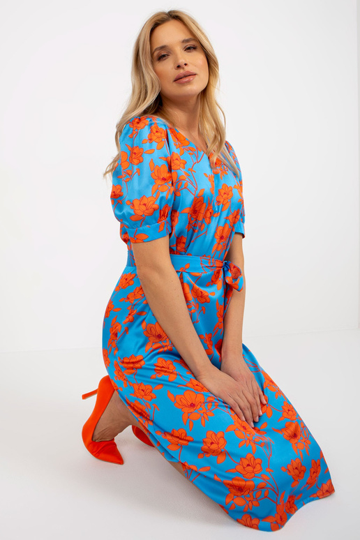 Modré a oranžové květinové koktejlové...