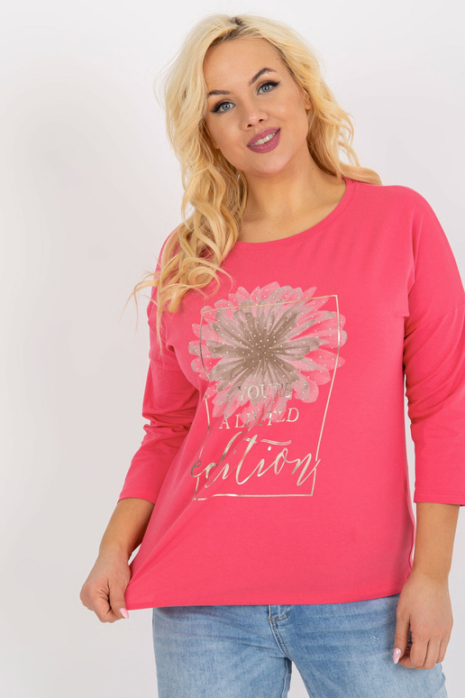 Růžová bavlněná halenka s velkým...