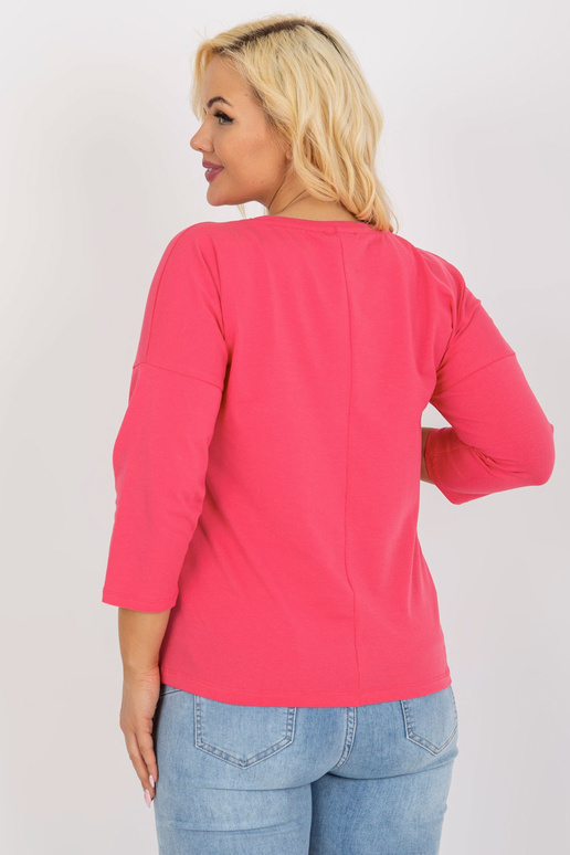 Růžová bavlněná halenka s velkým...