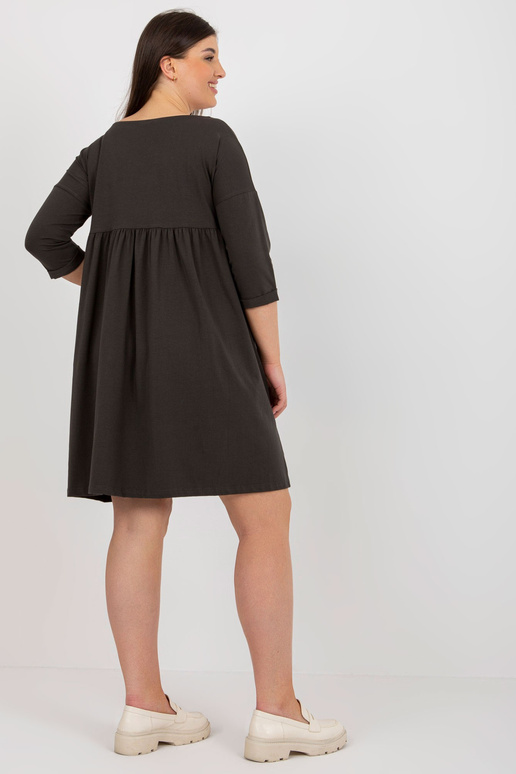 Khaki mikina šaty Plus Size Basic 3/4...