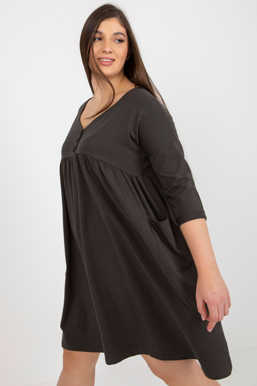 Khaki mikina šaty Plus Size Basic 3/4...