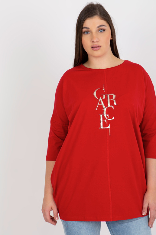 Červená nadměrná halenka s kamínkovou...