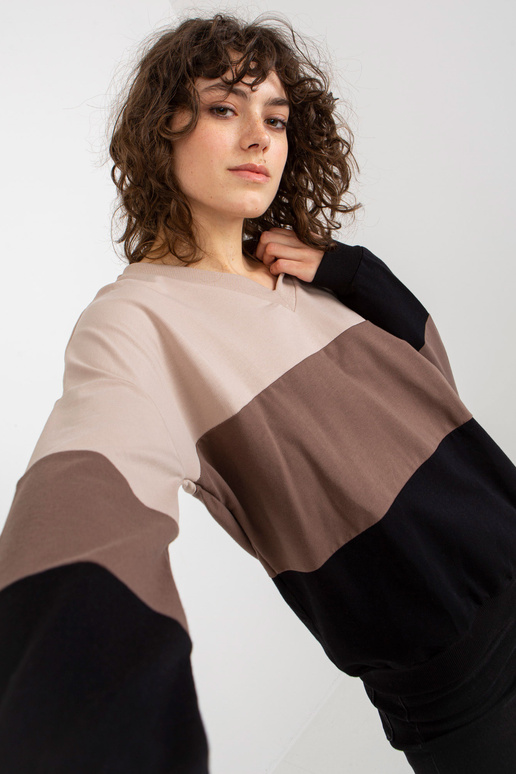 Béžovo-černá dámská mikina se...