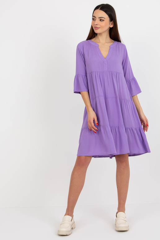 Fialové volné volánové šaty z viskózy...