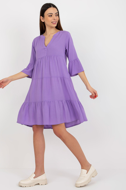 Fialové volné volánové šaty z viskózy...
