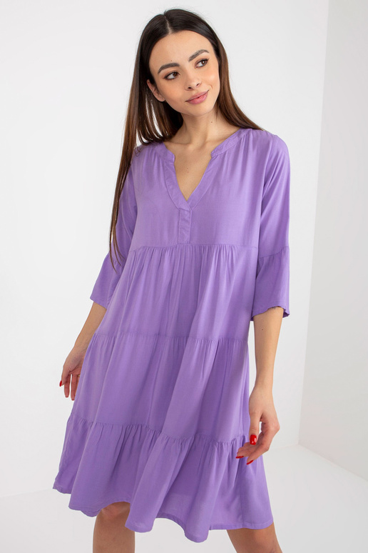 Fialové volné volánové šaty z viskózy...