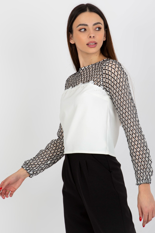 Ecru-černá dámská společenská halenka...