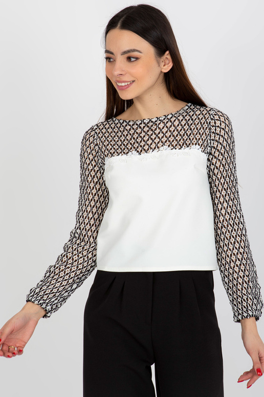 Ecru-černá dámská společenská halenka...