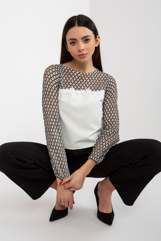 Ecru-černá dámská společenská halenka...