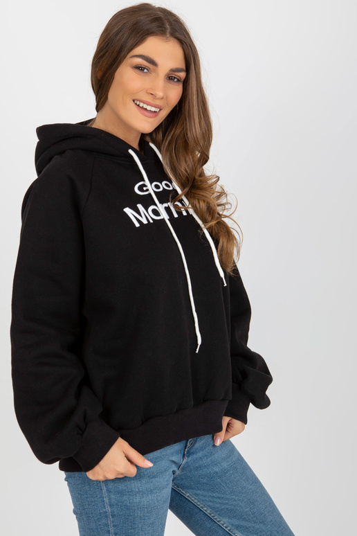 Černá mikina s kapucí a nabíraným...