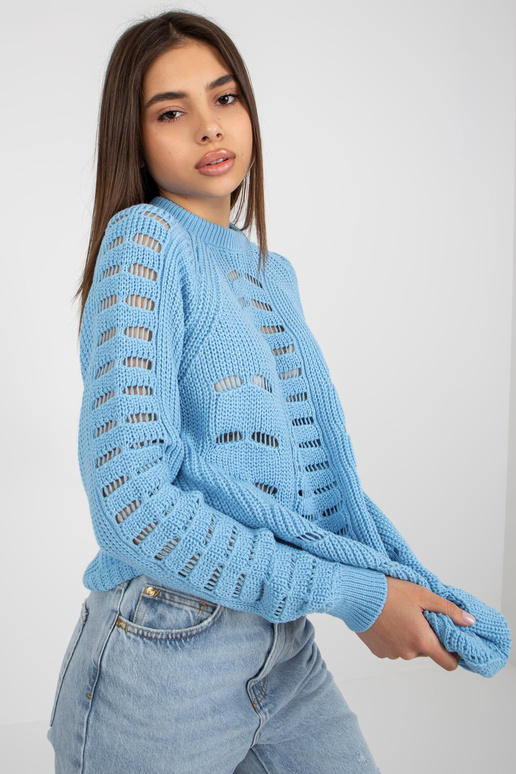 Světle modrý prolamovaný oversize...