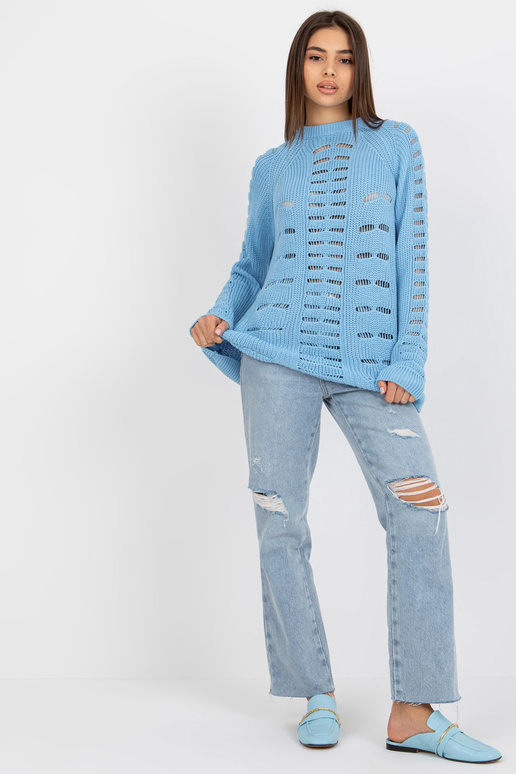 Světle modrý prolamovaný oversize...