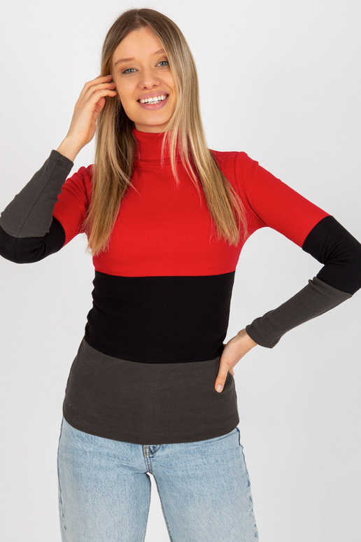 Červeno-khaki žebrovaná základní...