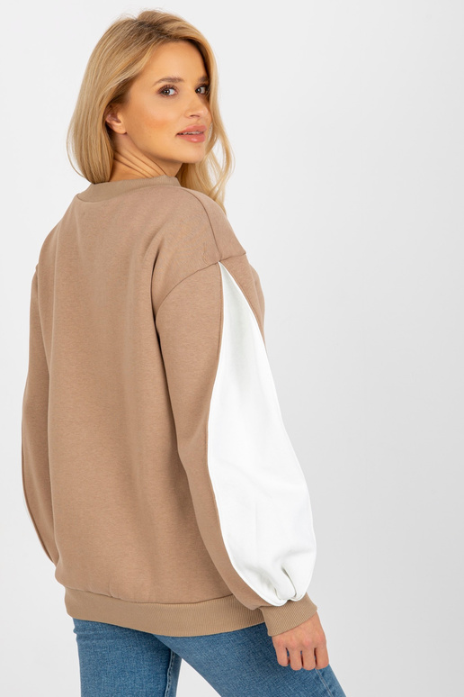 Tmavě béžová mikina bez kapuce s... Tmavě béžová mikina bez kapuce s...