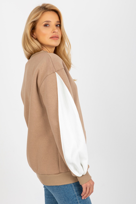 Tmavě béžová mikina bez kapuce s... Tmavě béžová mikina bez kapuce s...