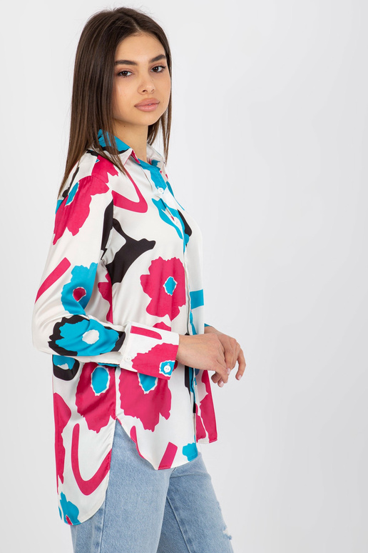 Modrá a fuchsiová košile s potiskem a...