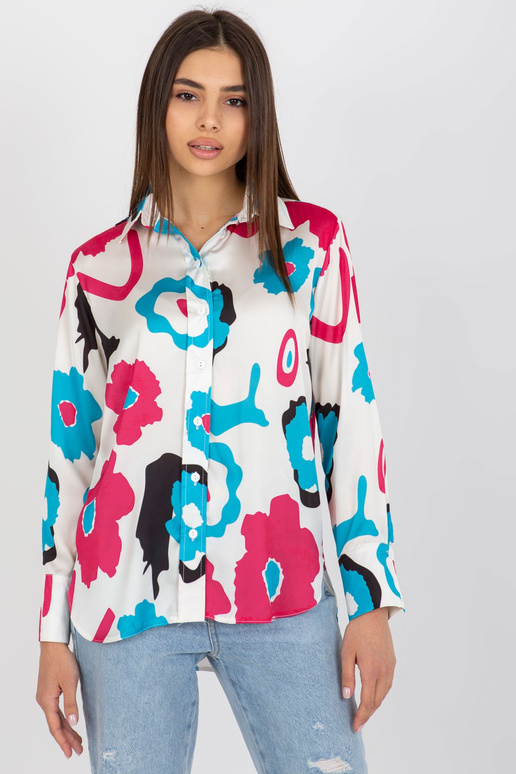 Modrá a fuchsiová košile s potiskem a...