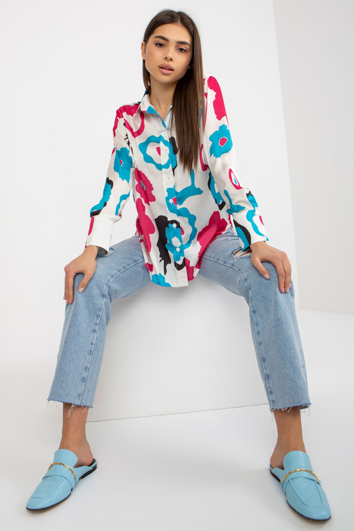 Modrá a fuchsiová košile s potiskem a...