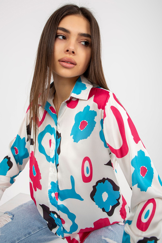 Modrá a fuchsiová košile s potiskem a...