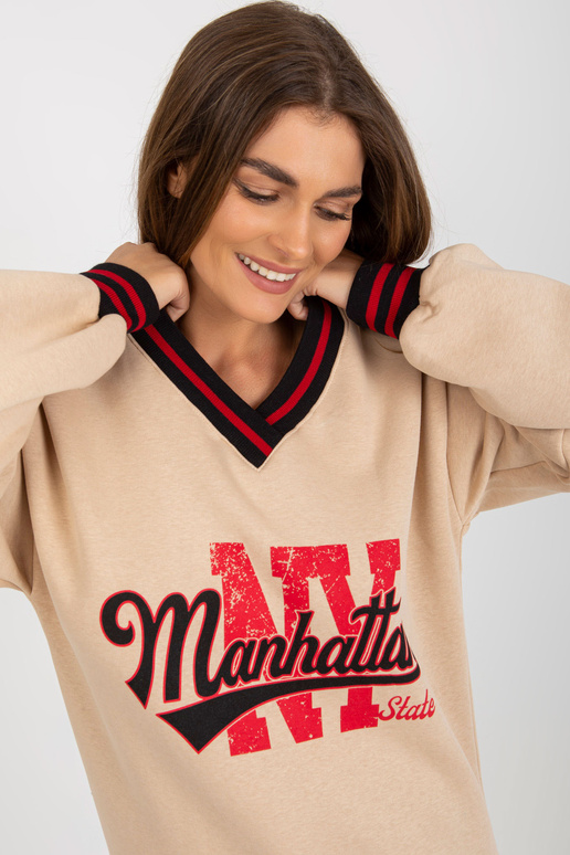 Béžová dámská mikina s potiskem a...