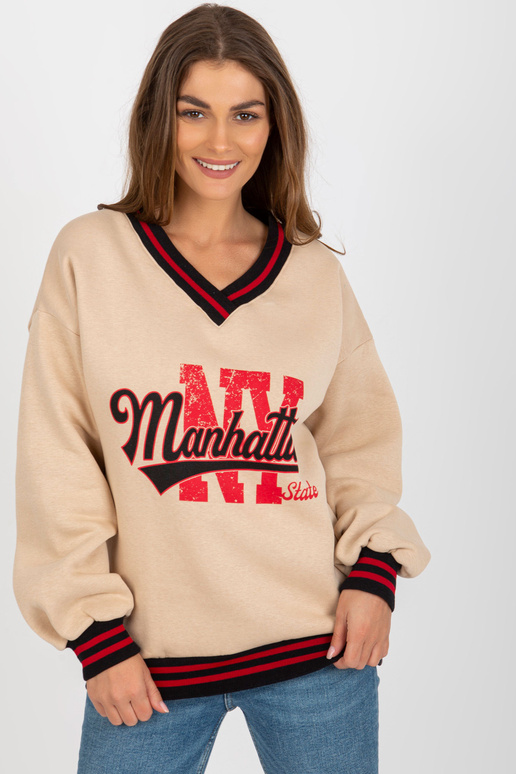 Béžová dámská mikina s potiskem a...