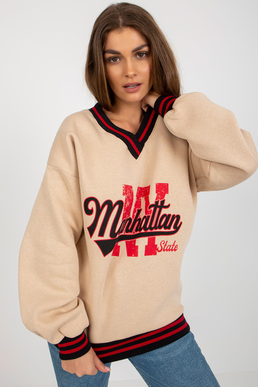 Béžová dámská mikina s potiskem a...