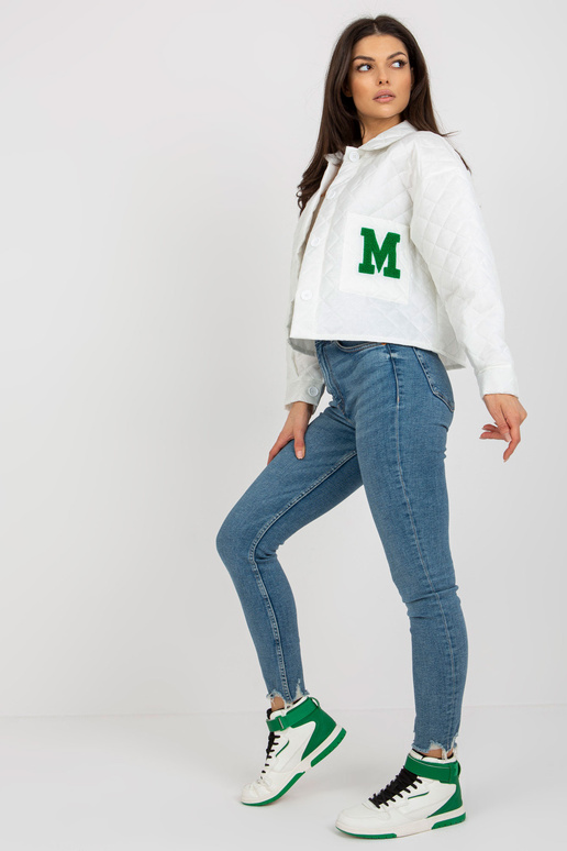 Ecru prošívaná přechodová bunda se... Ecru prošívaná přechodová bunda se...