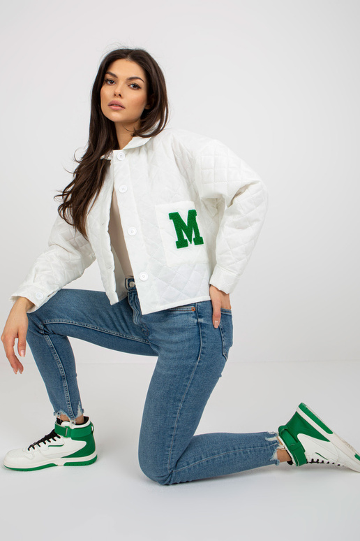 Ecru prošívaná přechodová bunda se... Ecru prošívaná přechodová bunda se...