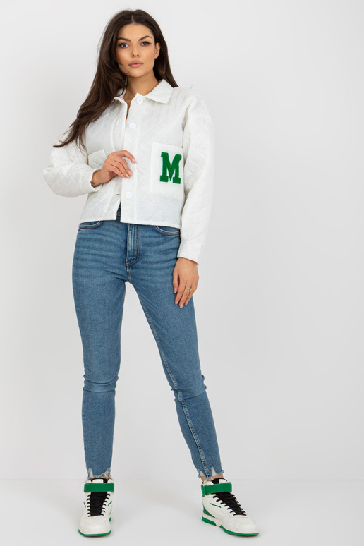 Ecru prošívaná přechodová bunda se... Ecru prošívaná přechodová bunda se...