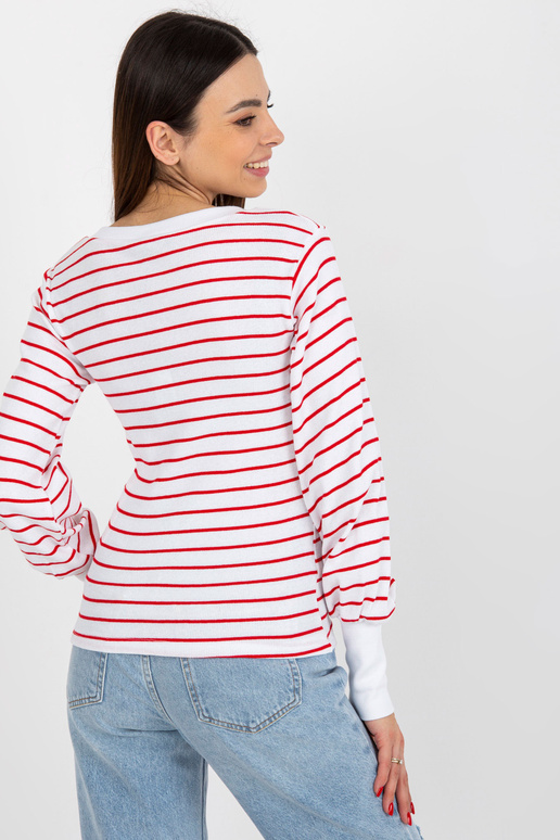 Bíločervená žebrovaná basic halenka s... Bíločervená žebrovaná basic halenka s...