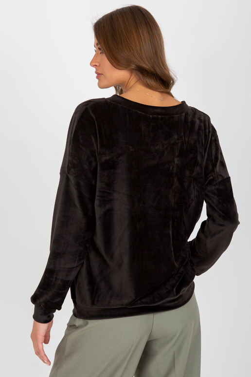 Černá velurová mikina bez kapuce s...
