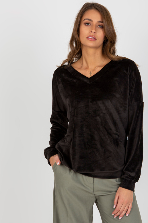 Černá velurová mikina bez kapuce s...