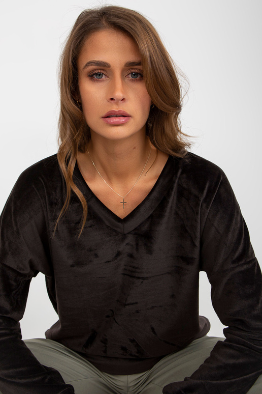Černá velurová mikina bez kapuce s...