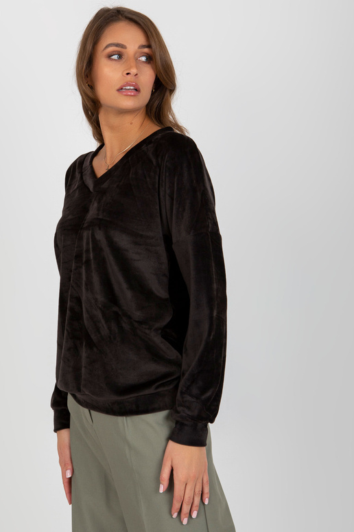 Černá velurová mikina bez kapuce s...