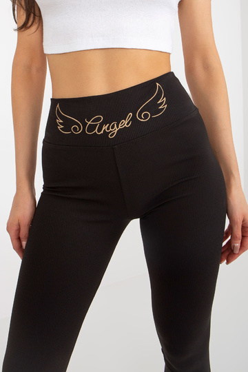 Černé žebrované legíny s...