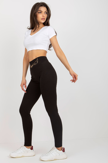 Černé žebrované legíny s... 2