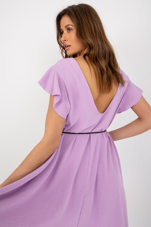 Světle fialové midi šaty s volánem a...