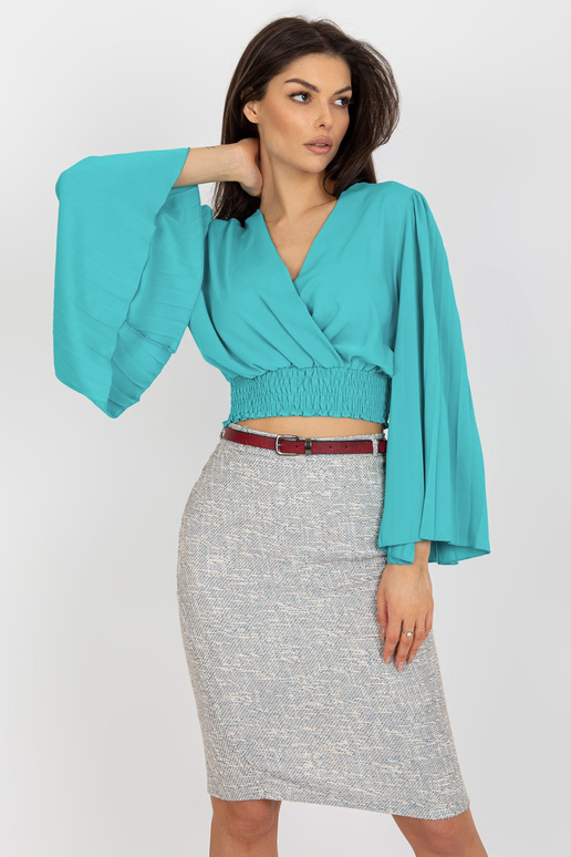 Modrá krátká společenská halenka s...