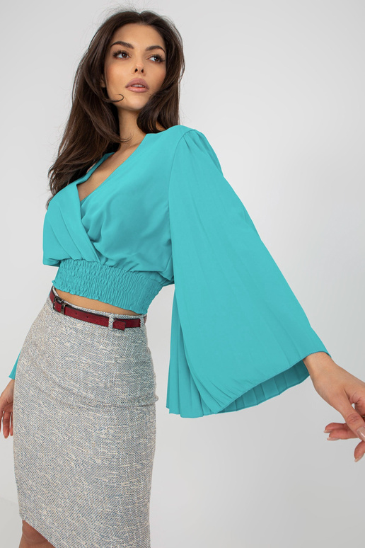 Modrá krátká společenská halenka s...